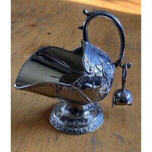 Vintage Sugar Bowl Scuttle with Scoop Silver Plated Kitchen Classic Elegant